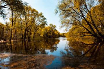 Fototapeta na wymiar Landscape view of the river Desna in Chernigov with trees