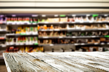 Desk of free space and shop interior. 