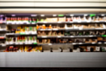 Desk of free space and shop interior. 