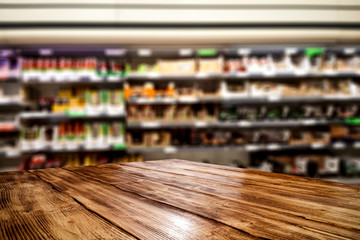 Desk of free space and shop interior. 