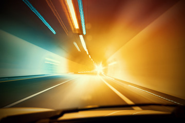 High Speed Tunnel Motion Blur with Light on Background