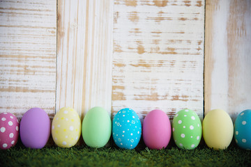Painted colorful Easter eggs background - Easter holiday celebration background concept