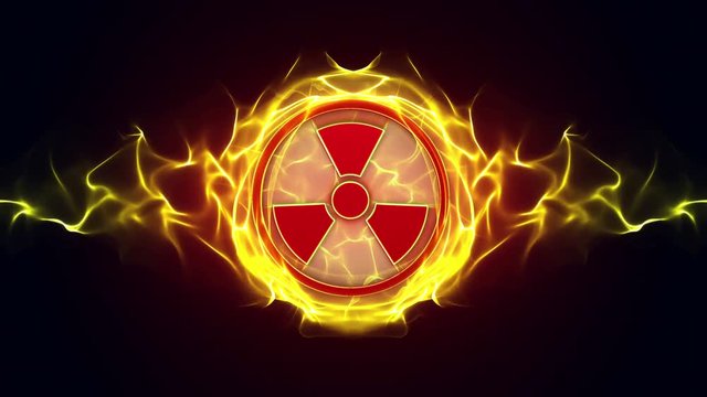 NUCLEAR Symbols, Radiation Hazard Danger Symbols Animation, Rendering, Background, Loop, with Alpha Channel, 4k