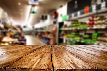 Desk of free space and shop interior. 