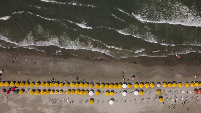 Vista a&eacute;rea de una playa en Cartagena, Colombia