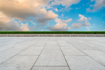 Empty square tiles and beautiful sky scenery