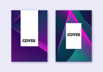 Hipster cover design template set. Neon abstract l