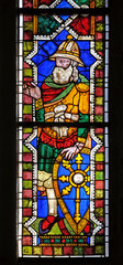 Saint Constantine, stained glass window in the Basilica di Santa Croce (Basilica of the Holy Cross)...