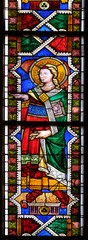 Obraz na płótnie Canvas Saint Tobias, stained glass window in the Basilica di Santa Croce (Basilica of the Holy Cross) - famous Franciscan church in Florence, Italy