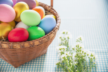 Obraz na płótnie Canvas Sweet colorful Easter eggs background - national holiday celebration concepts