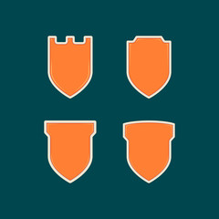 Blank unique orange shield badge shape template set collection