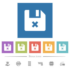 Obraz premium Cancel file flat white icons in square backgrounds