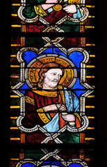 Catholic Saint, stained glass window in the Basilica di Santa Croce (Basilica of the Holy Cross) in...