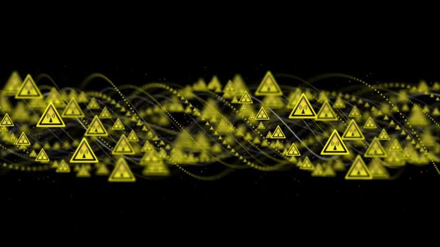 Non-ionizing Radiation Danger Symbols Animation, Rendering, Background, Loop, 4k