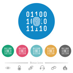 Digital fingerprint flat round icons