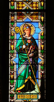 Saint Ludovicus, stained glass window in the Basilica di Santa Croce (Basilica of the Holy Cross) in Florence, Italy