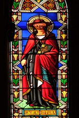 Fototapeta premium Saint Bonaventura, stained glass window in the Basilica di Santa Croce (Basilica of the Holy Cross) in Florence, Italy