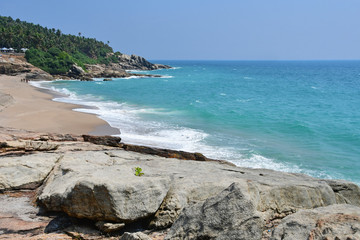 India, Kerala. Beach of the Indian ocean in spring