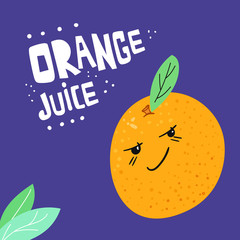 Orange juice flat hand drawn vector illustration