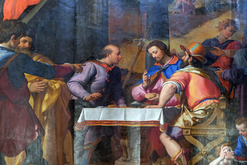 Obraz na płótnie Canvas Supper at Emmaus by Santi di Tito, Basilica of Santa Croce (Basilica of the Holy Cross) in Florence, Italy