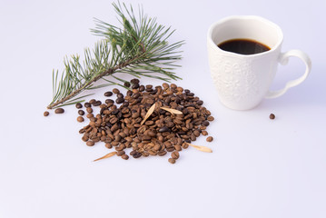 Coffee beans and cups decoration