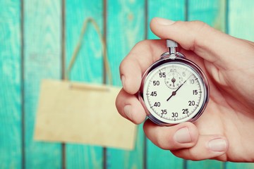 Close-up Stopwatch in Human Hand, Timer