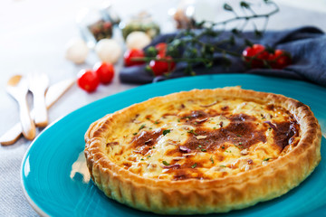 Quiche Lorraine with smoked bacon
