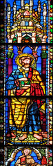 Saint Peter, stained glass window in the Basilica di Santa Croce (Basilica of the Holy Cross) - famous Franciscan church in Florence, Italy