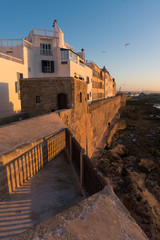 Sunset at the seaside view From Fort on Essaouira in Morocco on the Coast of Atlantic Ocean