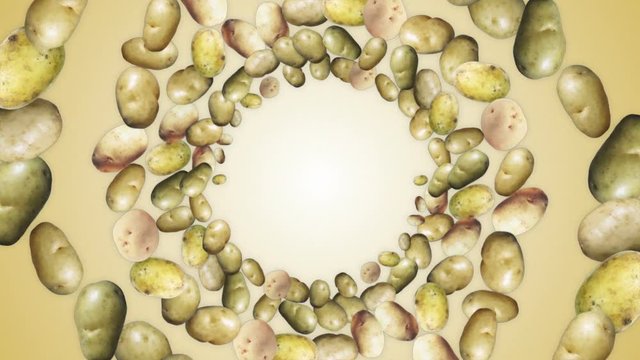 Falling Potato Background, Animation, Rendering, with Alpha Channel, 4k