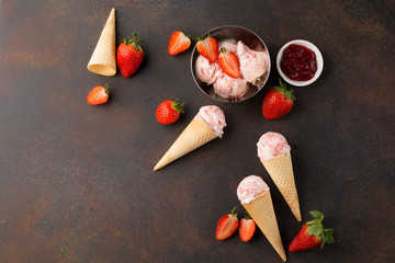 Homemade strawberry ice cream