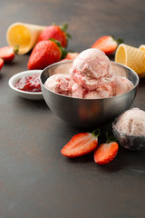 Homemade strawberry ice cream