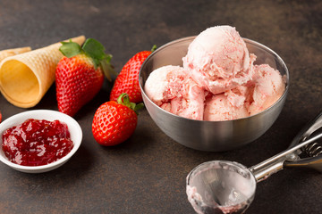 Homemade strawberry ice cream