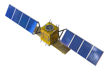 Satellite probe orbital isolated on white background.