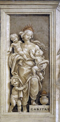 Caritas, detail of Filippino Lippi's frescoes in the Strozzi Chapel of the Santa Maria Novella church in Florence, Italy
