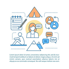 Language learning concept linear illustration