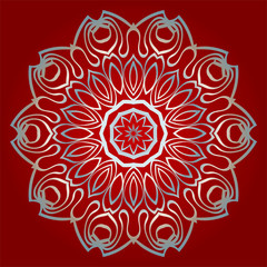 Traditional Ornamental Floral Mandala. Vector Illustration. For Modern Interiors Design, Wallpaper, Textile Industry. red silver color