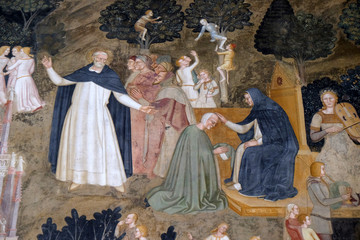 Saint Dominic showing the way to Heaven, detail of the Active and Triumphant Church, fresco by...