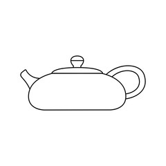 Vintage porcelain teapot icon isolated on white background. Chinese kettle. Tea party concept. Time for breakfast. Vector flat design