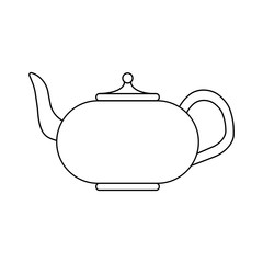 Vintage porcelain teapot icon isolated on white background. Chinese kettle. Tea party concept. Time for breakfast. Vector flat design