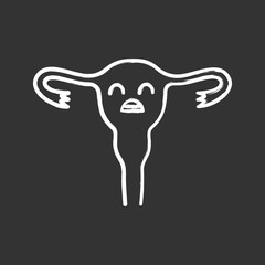 Sad uterus chalk icon