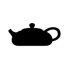 Vintage porcelain teapot icon isolated on white background. Chinese kettle. Tea party concept. Time for breakfast. Vector flat design