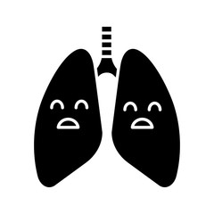 Sad human lungs glyph icon