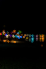 abstact blur bokeh of Evening traffic jam on road in city., night scene