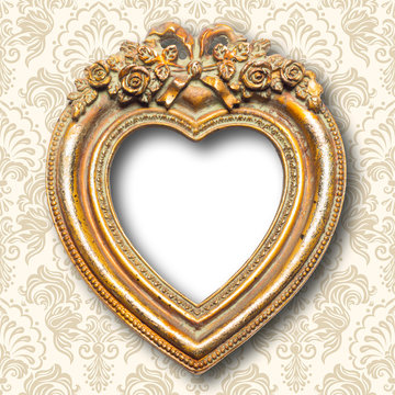 Old Gold Heart Shape Picture Frame