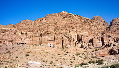 Petra is a famous archaeological site in Jordan's southwestern desert. Dating to around 300 B.C.