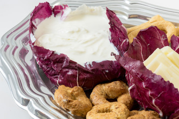 Appetizer of dairy products from Puglia Italy