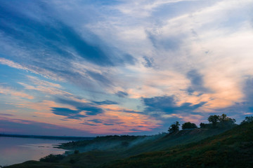 beautiful bright purple sunset 