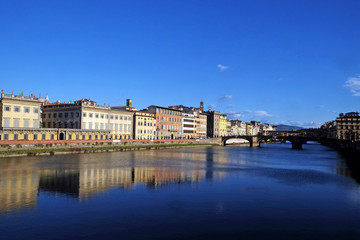 Buildings facing onto the River Arno, Florence, Tuscany, Italy