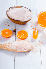 orange spa on white wooden